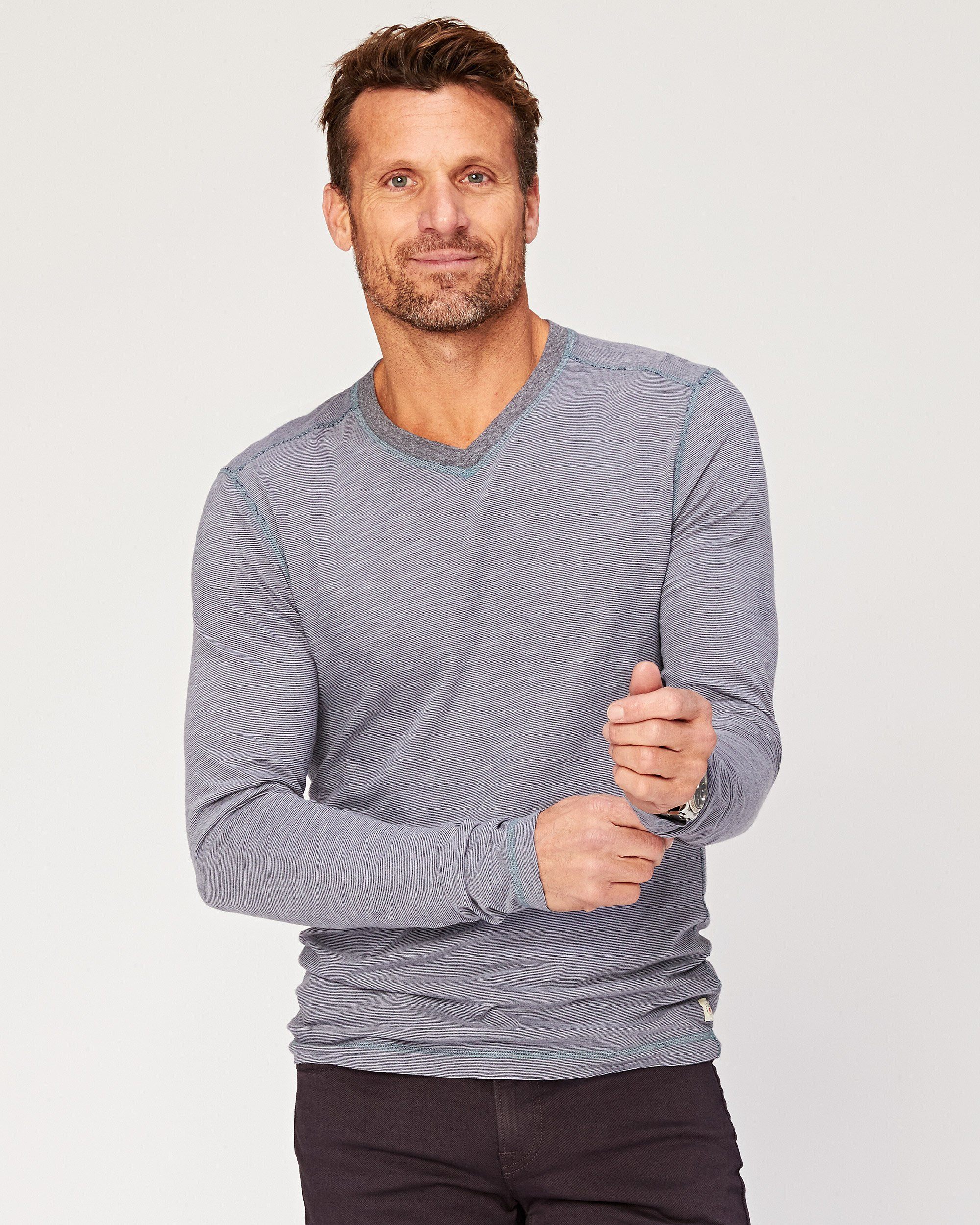 Kentwood Long Sleeve V Neck – Agave Denim